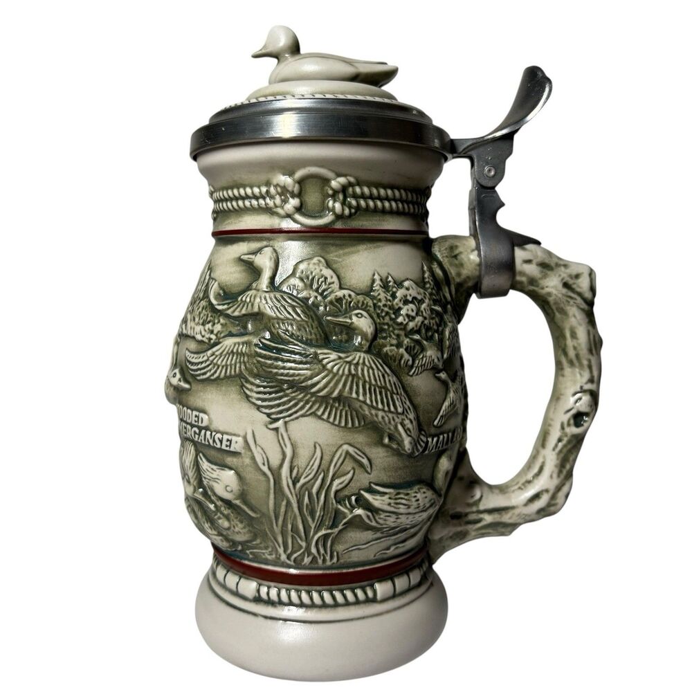 Vtg 88' Avon American Wilderness Ducks Lidded Beer Stein Handcrafted Brazil